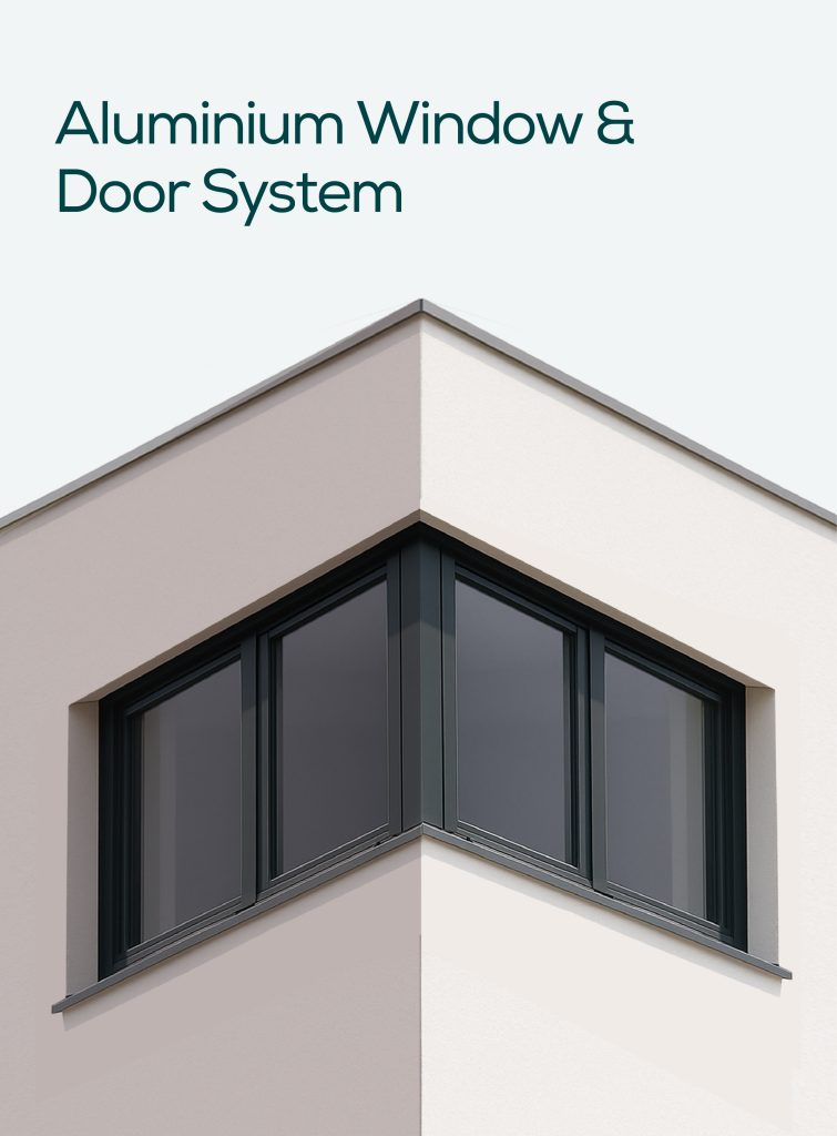 PMB Facade Products - Aluminium window and door system with clean facade cladding lines for curtain wall design.